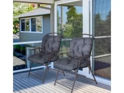 Outsunny Gartenstuhlauflagen|2er Set Auflage Gartenstuhlauflagen Sitzpolster Garten Kissen Grau