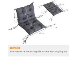 Outsunny Gartenstuhlauflagen|2er Set Auflage Gartenstuhlauflagen Sitzpolster Garten Kissen Grau