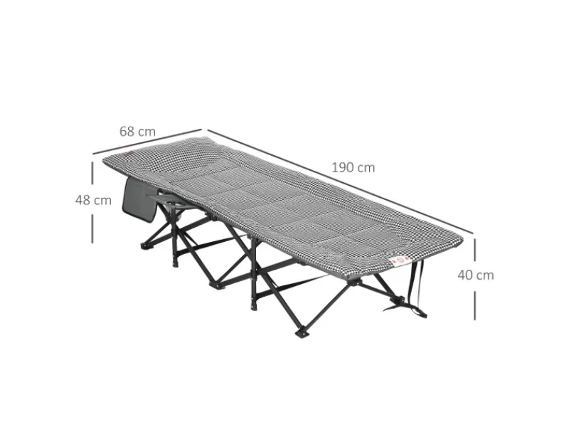 Feldbett mit Becherhalter und Tasche Schwarz*Outsunny Sale