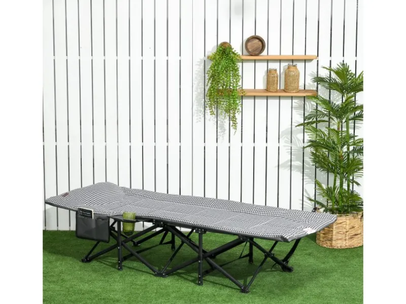 Feldbett mit Becherhalter und Tasche Schwarz*Outsunny Sale