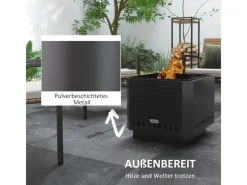 Feuerschale Metall Schwarz 48L x 48B x 41H cm*Outsunny Hot