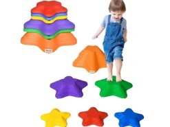 Outsunny Outdoor-Spielzeug|Flusssteine 6-tlg. Rutschfest Belastbar für 3-8 Jahre