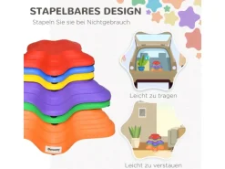 Outsunny Outdoor-Spielzeug|Flusssteine 6-tlg. Rutschfest Belastbar für 3-8 Jahre