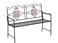 Gartenbank mit Ornament Sitz- und Rückenfläche und Mosaik*Outsunny