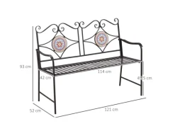 Gartenbank mit Ornament Sitz- und Rückenfläche und Mosaik*Outsunny