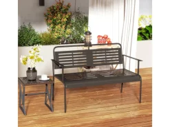 Gartenbank 2-Sitzer Stahl 121L x 64B x 84H cm Schwarz*Outsunny New