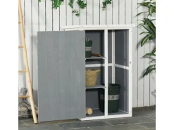 Outsunny Gartenschränke|Gartenhaus mit Regalböden Schwarz 75 x 56 x 115 cm