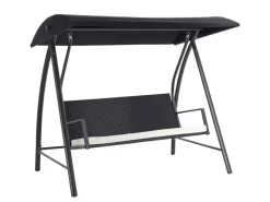 Outsunny Hollywoodschaukeln|Gartenschaukel Metall PE Polyrattan Schwarz 198L x 124B x 179H cm