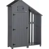 Gartenschrank Giebeldach 129 x 51,5 x 180 cm Grau Schwarz*Outsunny Online