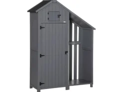 Gartenschrank Giebeldach 129 x 51,5 x 180 cm Grau Schwarz*Outsunny Online