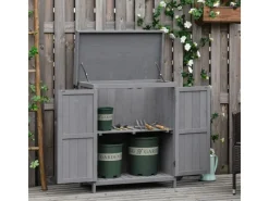 Outsunny Gartenschränke|Gartenschrank mit Doppeltür 2 Fächern 74 x 43 x 88 cm