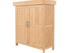 Gartenschrank mit 2 Fächern Tannenholz 74 x 43 x 88 cm*Outsunny