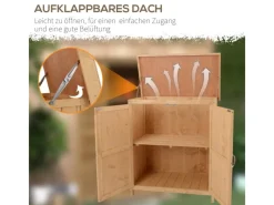 Gartenschrank mit 2 Fächern Tannenholz 74 x 43 x 88 cm*Outsunny