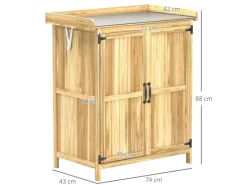 Outsunny Gartenschränke|Gartenschrank Tannenholz Edelstahl Naturholz 74L x 43B x 88H cm