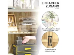 Outsunny Gartenschränke|Gartenschrank Tannenholz Edelstahl Naturholz 74L x 43B x 88H cm