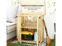 Outsunny Gartenschränke|Gartenschrank Tannenholz Edelstahl Naturholz 74L x 43B x 88H cm