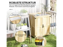 Outsunny Gartenschränke|Gartenschrank Tannenholz Edelstahl Naturholz 74L x 43B x 88H cm