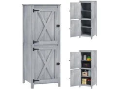 Outsunny Gartenschränke|Gartenschrank Tannenholz Hellgrau 60L x 60B x 160H cm