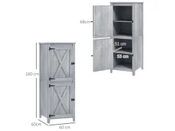 Outsunny Gartenschränke|Gartenschrank Tannenholz Hellgrau 60L x 60B x 160H cm