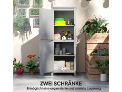 Outsunny Gartenschränke|Gartenschrank Tannenholz Hellgrau 60L x 60B x 160H cm