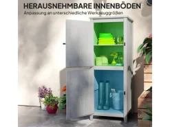 Outsunny Gartenschränke|Gartenschrank Tannenholz Hellgrau 60L x 60B x 160H cm