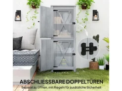 Outsunny Gartenschränke|Gartenschrank Tannenholz Hellgrau 60L x 60B x 160H cm