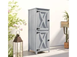 Outsunny Gartenschränke|Gartenschrank Tannenholz Hellgrau 60L x 60B x 160H cm