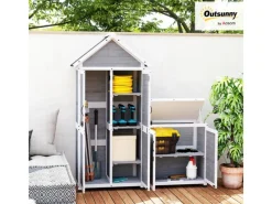 Outsunny Gartenschränke|Gartenschrank Tannenholz Hellgrau 89L x 51B x 182H cm