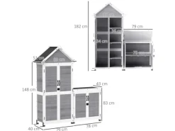 Outsunny Gartenschränke|Gartenschrank Tannenholz Hellgrau 89L x 51B x 182H cm