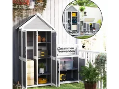 Outsunny Gartenschränke|Gartenschrank Tannenholz Hellgrau 89L x 51B x 182H cm