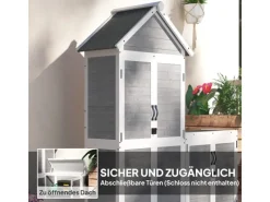 Outsunny Gartenschränke|Gartenschrank Tannenholz Hellgrau 89L x 51B x 182H cm