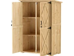 Outsunny Gartenschränke|Gartenschrank Tannenholz Naturholz 116.5L x 57B x 167H cm