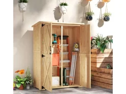 Outsunny Gartenschränke|Gartenschrank Tannenholz Naturholz 116.5L x 57B x 167H cm