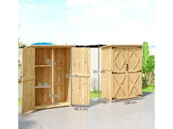 Outsunny Gartenschränke|Gartenschrank Tannenholz Naturholz 116.5L x 57B x 167H cm