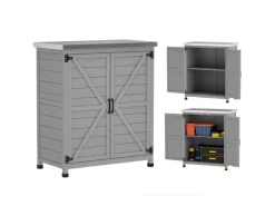 Gartenschrank Tannenholz Stahl Grau 79L x 43B x 92H cm*Outsunny Outlet