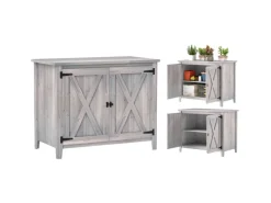 Outsunny Gartenschränke|Gartenschrank Tannenholz Hellgrau 110L x 60B x 88,5Hcm