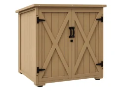 Gartenschrank Wetterfest mit Doppeltür Natur 77,5 x 88 x 90 cm*Outsunny Online
