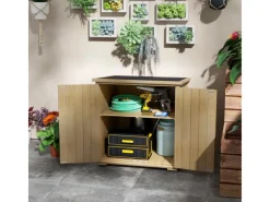 Gartenschrank Wetterfest mit Doppeltür Natur 77,5 x 88 x 90 cm*Outsunny Online