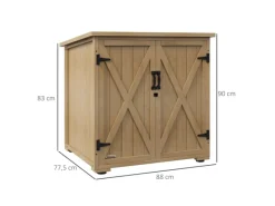 Gartenschrank Wetterfest mit Doppeltür Natur 77,5 x 88 x 90 cm*Outsunny Online