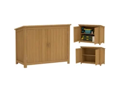 Outsunny Gartenschränke|Gartenschrank Wetterfest Tannenholz Braun 110L x 50B x 85Hcm