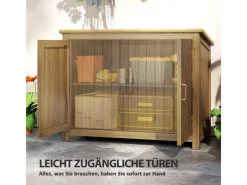 Outsunny Gartenschränke|Gartenschrank Wetterfest Tannenholz Braun 110L x 50B x 85Hcm