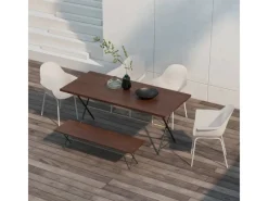 Outsunny Gartenstühle|Gartenstuhl 4er Set mit Rückenlehne 59L x 55B x 84H cm