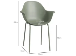 Outsunny Gartenstühle|Gartenstuhl 4er Set mit Rückenlehne und Armlehne