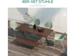 Outsunny Gartenstühle|Gartenstuhl 4er Set mit Rückenlehne und Armlehne