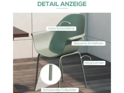 Outsunny Gartenstühle|Gartenstuhl 4er Set mit Rückenlehne und Armlehne