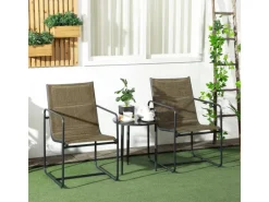 Outsunny Gartenstühle|Gartenstuhl 2er-Set Mesh Braun