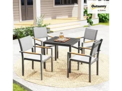 Outsunny Gartentische|Gartentisch Aluminium  Kunststoff 73L x 73B x 72H cm Schwarz
