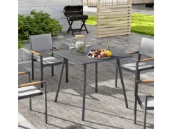 Gartentisch  Gartentisch Stahl Grau 80L x 80B x 74H cm*Outsunny Hot