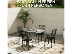 Gartentisch  Gartentisch Stahl Grau 80L x 80B x 74H cm*Outsunny Hot