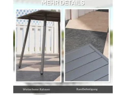 Gartentisch  Gartentisch Stahl Grau 80L x 80B x 74H cm*Outsunny Hot